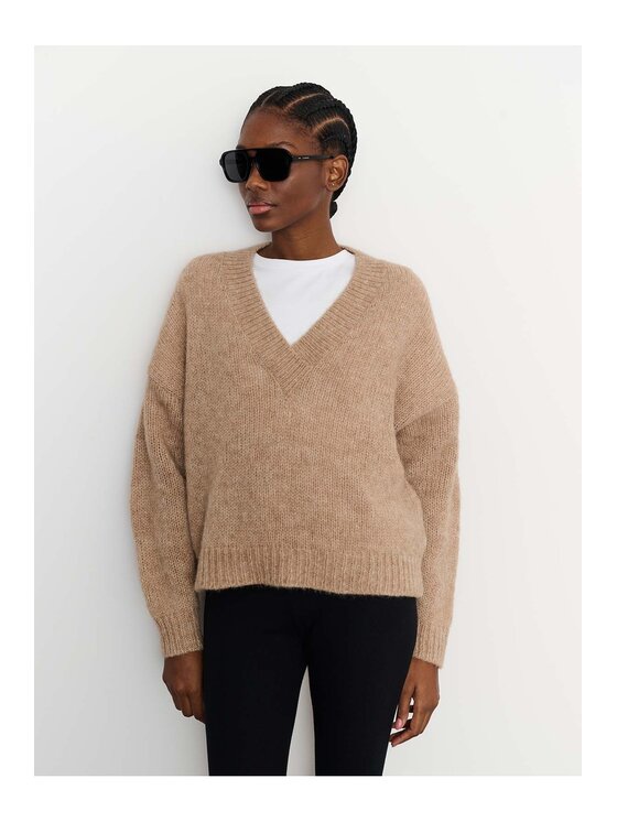 La Mania La Mania Sweter PAUL Beżowy Classic Fit