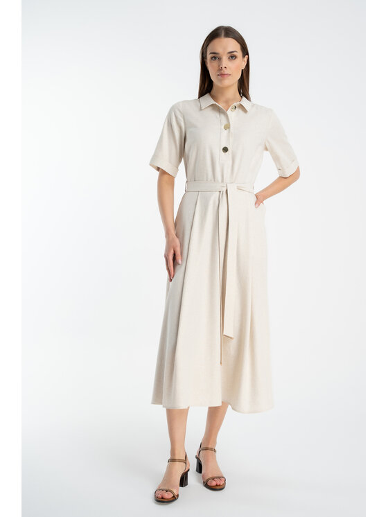 CLICK CLICK Φόρεμα καλοκαιρινό 60-6133 Μπεζ Regular Fit