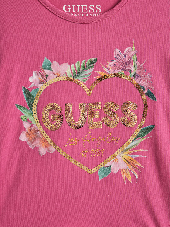 Guess Guess Tričko K5GI10 K6YW Ružová Regular Fit