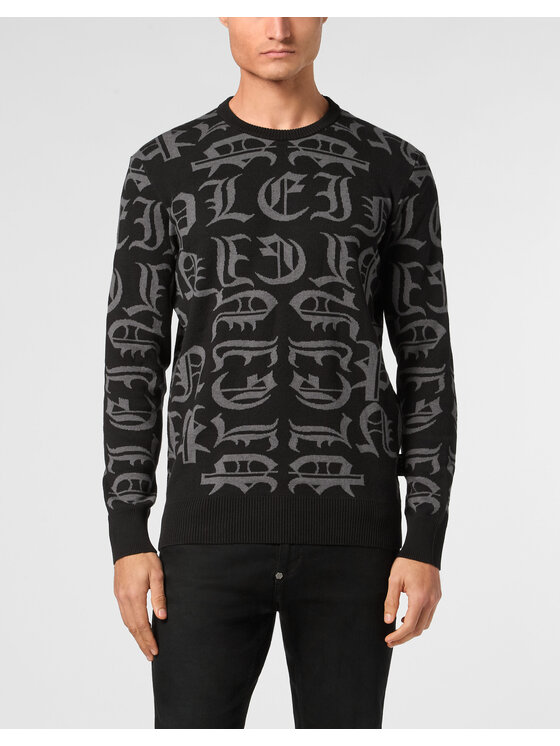 PHILIPP PLEIN PHILIPP PLEIN Sweter 23767 Czarny Regular Fit