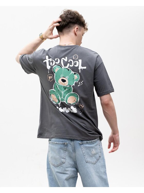 MyStars MyStars T-Shirt Koszulka Z Krótkim Rękawem Męska Szara MyStars Too Cool Miś S Szary Regular Fit