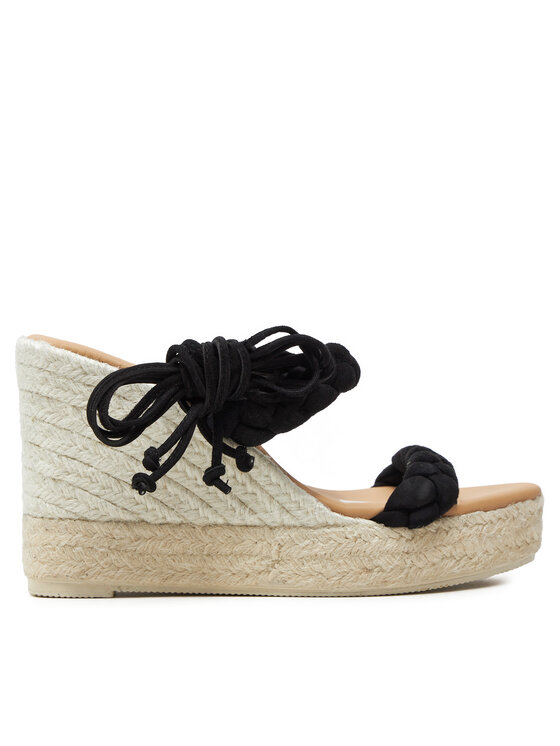 Manebi Espadrile Hamptons Two Braided Bands Wedge Espadrilles K 1.0 WE Crna