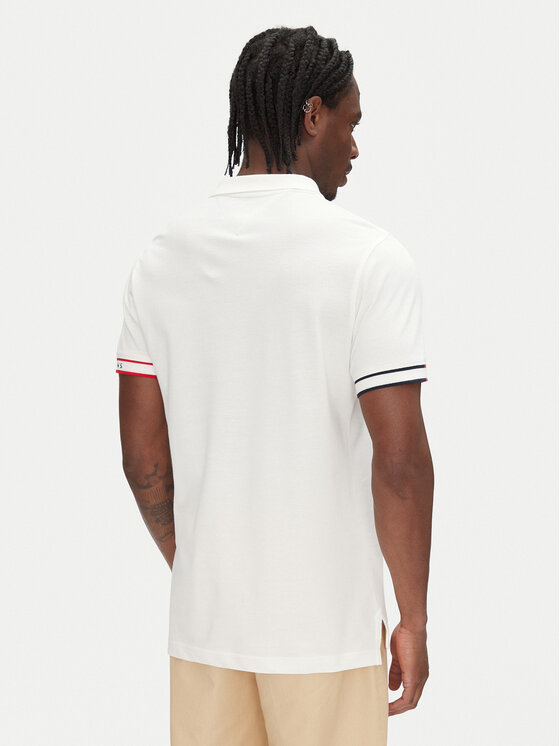 Tommy Jeans Tommy Jeans Поло Flag Cuff DM0DM21306 Écru Slim Fit