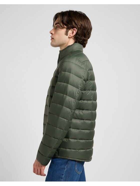 Lee Lee Kurtka przejściowa Stand Collar Puffer Zielony Regular Fit