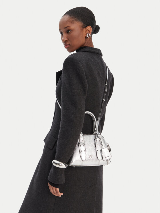 PINKO PINKO Handtasche Bowling Bag Zip Mini AI 25-26 PLTT 105333 A0QO Silberfarben