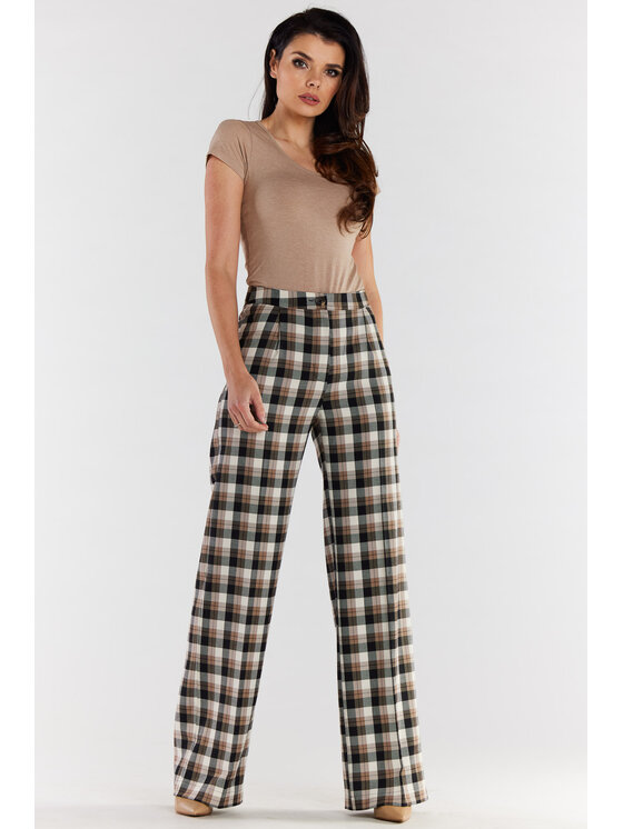 Awama Awama Spodnie damskie A493 Brązowy Basic Fit