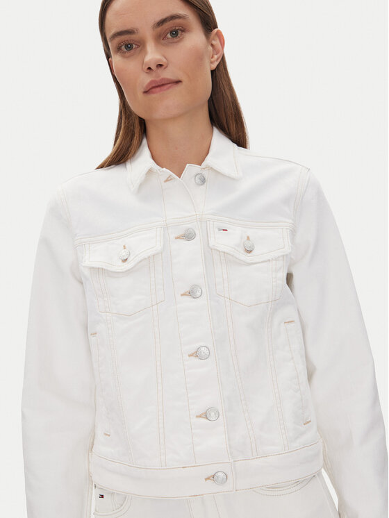 Tommy Jeans Tommy Jeans Farmer kabát Classic Trucker Jacket Bi8194 DW0DW20121 Fehér Regular Fit
