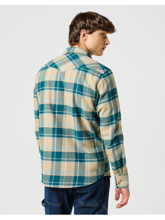 Wrangler Wrangler Koszula FLANNEL WESTERN SHIRT Beżowy Regular Fit