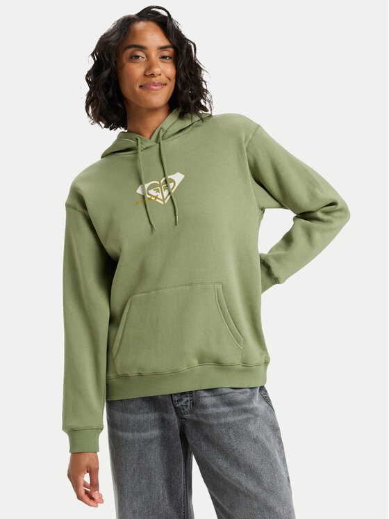 Roxy Roxy Mikina Vl Surf Stoked Hoodie Brushed ERJFT05028 Khaki Regular Fit