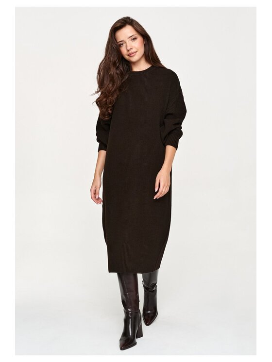 Makadamia Makadamia Sweter S180 Brązowy Loose Fit