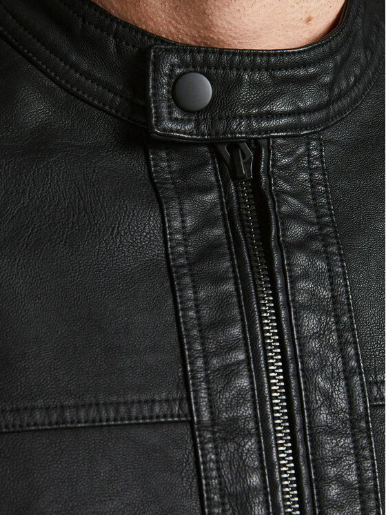 Jack & Jones Jack & Jones Műbőr dzseki 12182461 Fekete Regular Fit