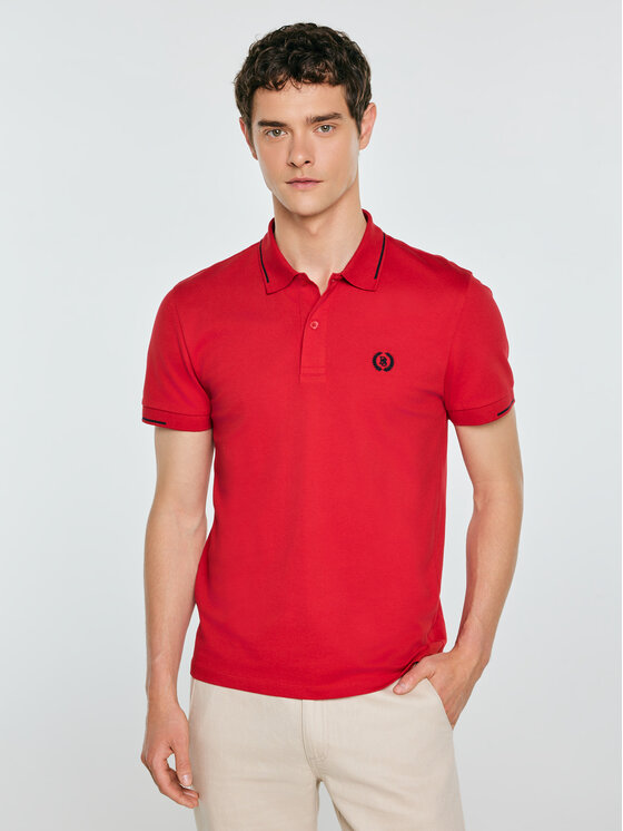 BIG STAR BIG STAR Polo POLIAN Bordowy Slim Fit