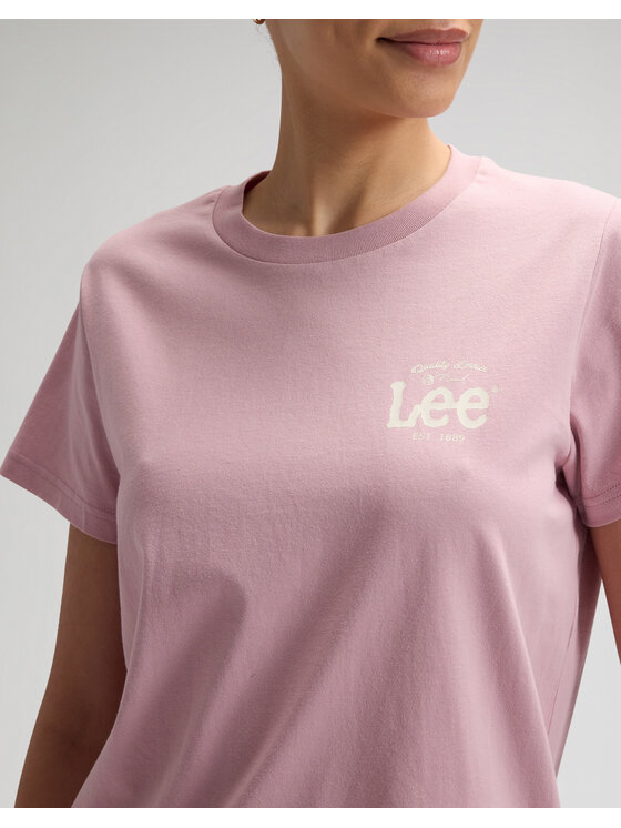 Lee Lee T-Shirt LOGO TEE Różowy Regular Fit