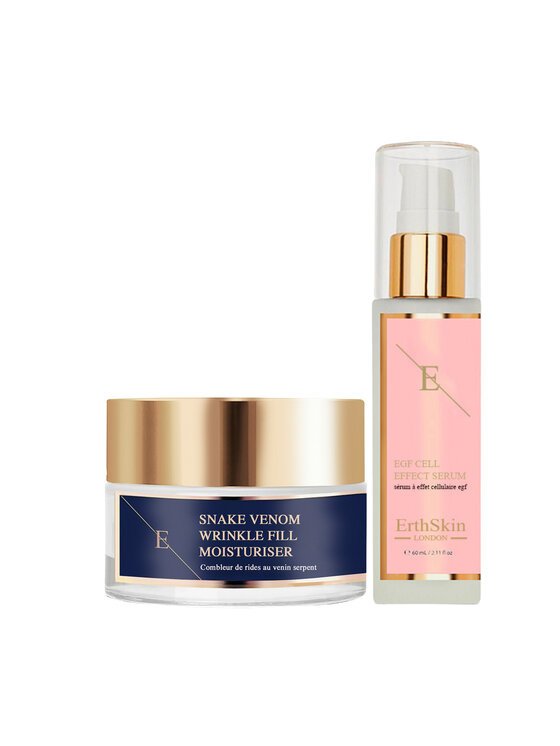 Erthskin London Erthskin London Nawilżający krem ​​wypełniający zmarszczki z jadem węża + SERUM Z EFEKTEM KOMÓREK EGF Krem na dzień i na noc