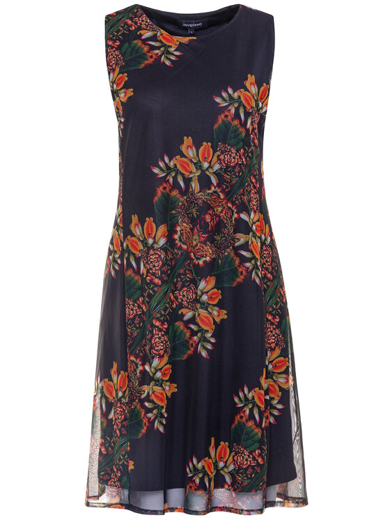 Desigual Desigual Vasarinė suknelė Papillon 20SWVK83 Juoda Regular Fit