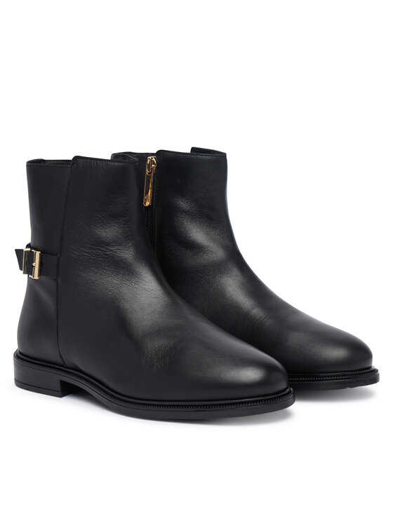 Tommy Hilfiger Tommy Hilfiger Aulinukai Th Buckle Leather Ankle Boot FW0FW09486 Juoda