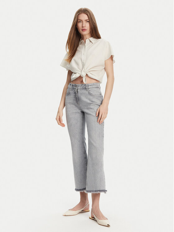 Marella Marella Blugi Fcrop 2513181114 Gri Flare Fit