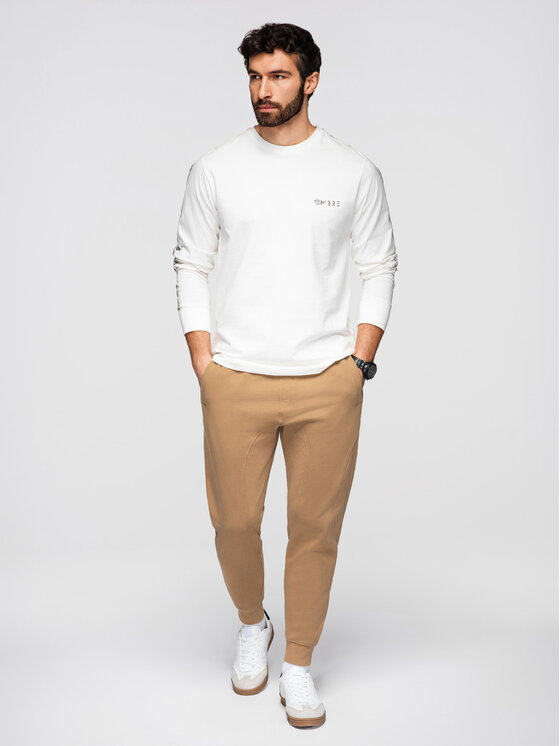 Ombre Ombre Spodnie dresowe OM-PABS-0305 Brązowy Regular Fit