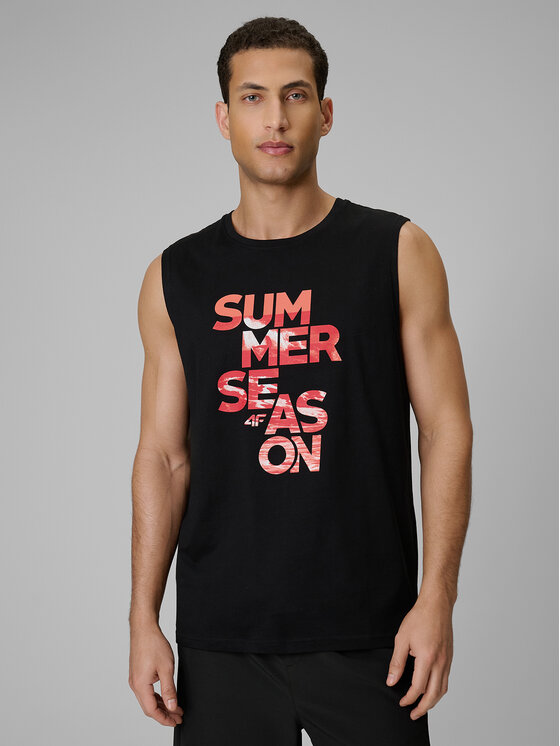 4F 4F Tank top BEACHWEAR Czarny Regular Fit