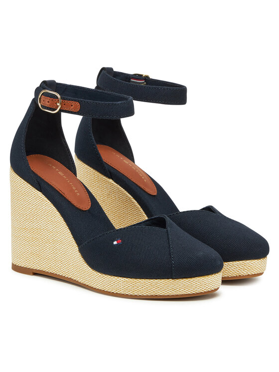 Tommy Hilfiger Tommy Hilfiger Félcipő Flag High Wedge Espad Closed Toe FW0FW08494 Sötétkék