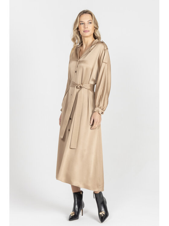 Deni Cler Milano Deni Cler Milano Sukienka elegancka W-DC-3261-E5-B1-13-1 Złoty Loose Fit