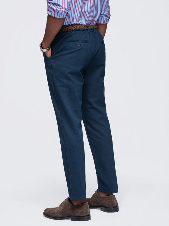 Ombre Ombre Chino kalhoty OM-PACP-0308 Tmavomodrá Slim Fit