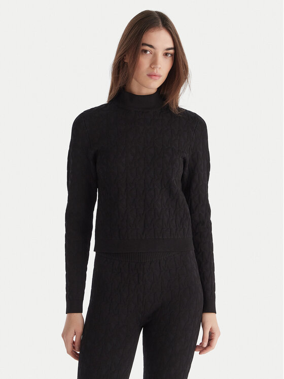 MICHAEL Michael Kors Bluză cu gât MF5619YJWV Negru Slim Fit
