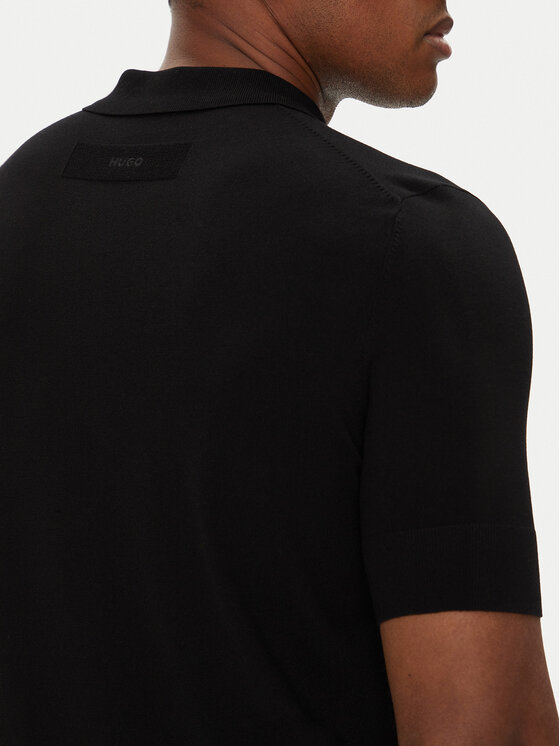HUGO HUGO Тениска с яка и копчета San Peter-CV 50536672 Черен Regular Fit