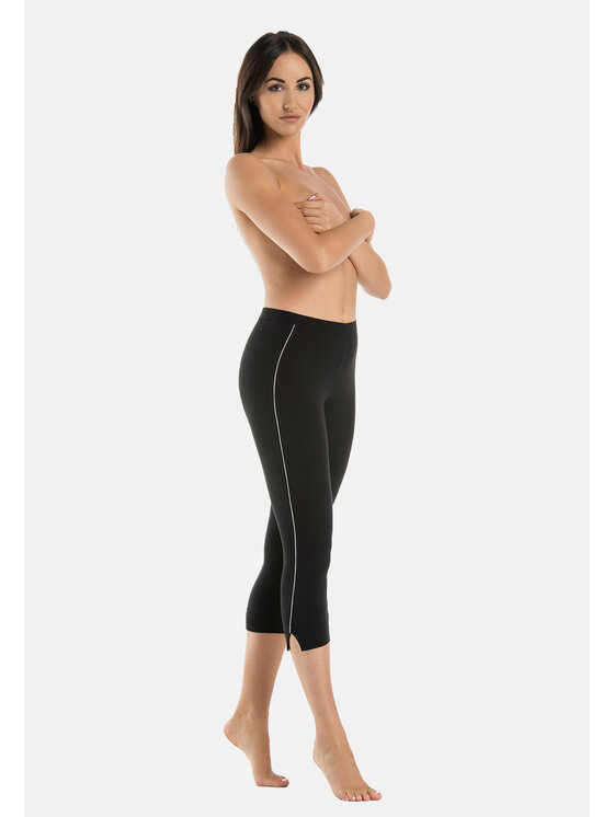 Teyli Teyli Legginsy bawełniane Athletico 3/4 Czarny Regular Fit