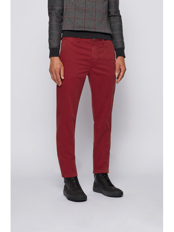 Boss Hlače Iz Tkanine Schino-Taber D 50442037 Bordo Rdeča Tapered Fit