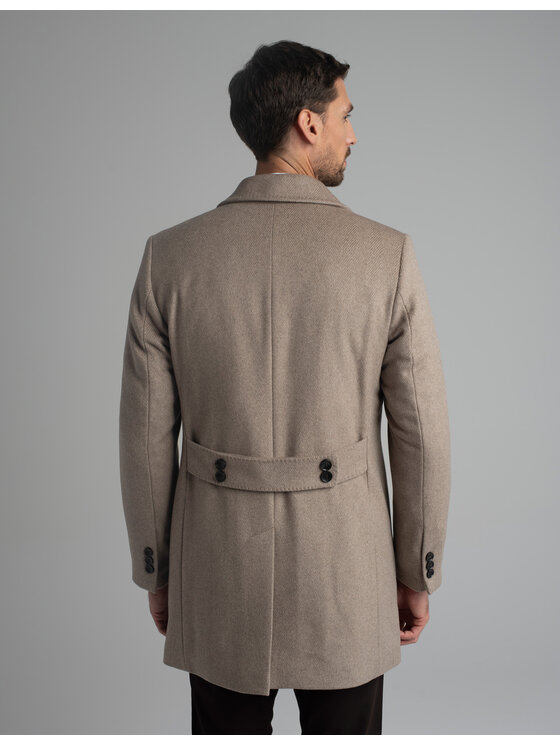 Borgio Borgio Płaszcz wełniany sortino_bz Beżowy Slim Fit