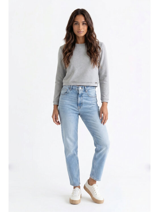 FIGL FIGL Mikina M1375 Sivá Regular Fit