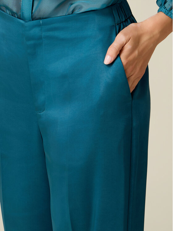 Oltre Oltre Pantaloni di tessuto P075J002676N024 Turchese Baggy Fit