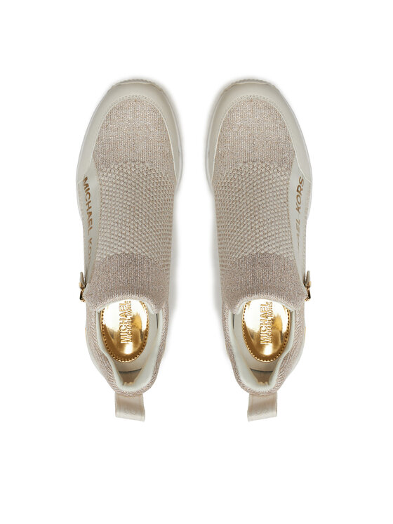 MICHAEL Michael Kors MICHAEL Michael Kors Laisvalaikio batai Wills Metallic Stretch Knit Trainer 43S3WIFS4D Smėlio