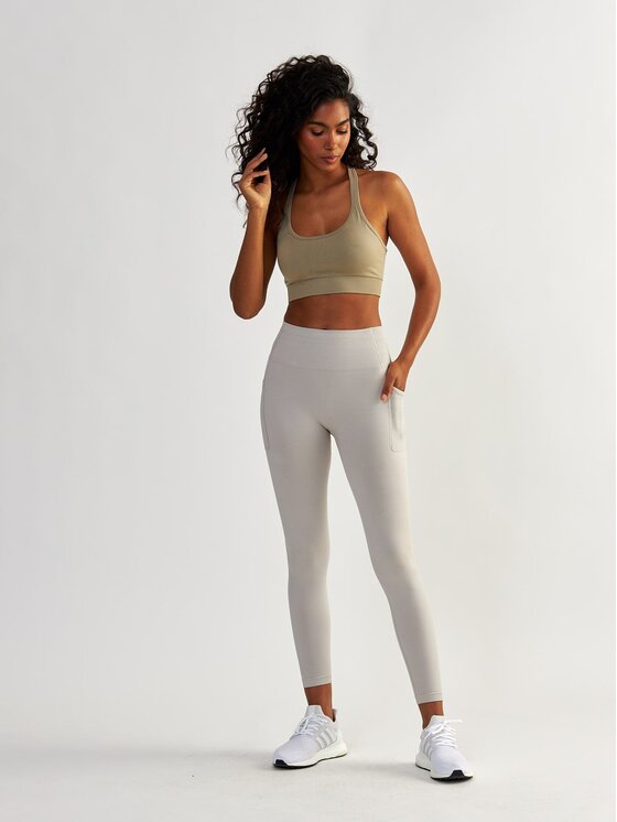 BeShaped BeShaped Legginsy z Kieszeniami Lift Me Up Szary Shaping Fit