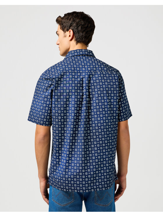Wrangler Wrangler Koszula SS RESORT SHIRT 112362763 Granatowy Regular Fit