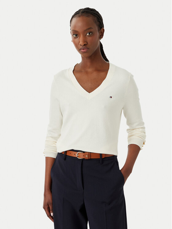 Tommy Hilfiger Pulover WW0WW40098 Crem Regular Fit