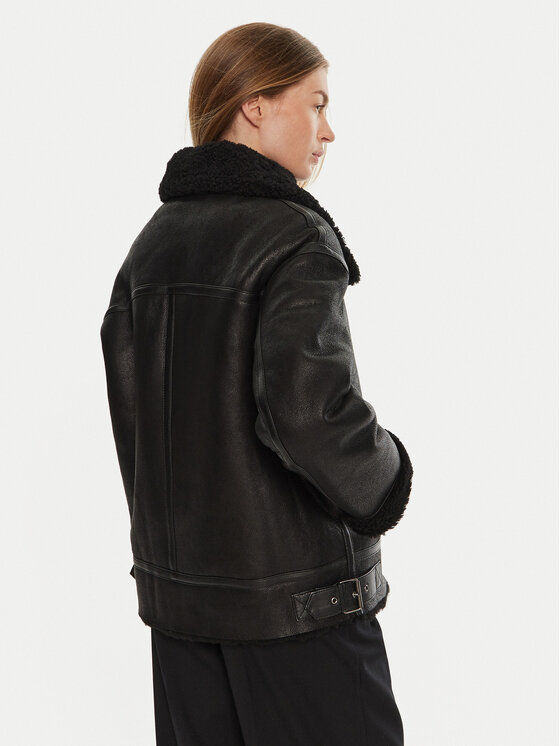 Serge Pariente Serge Pariente Cappotto in shearling Christelle Nero Regular Fit