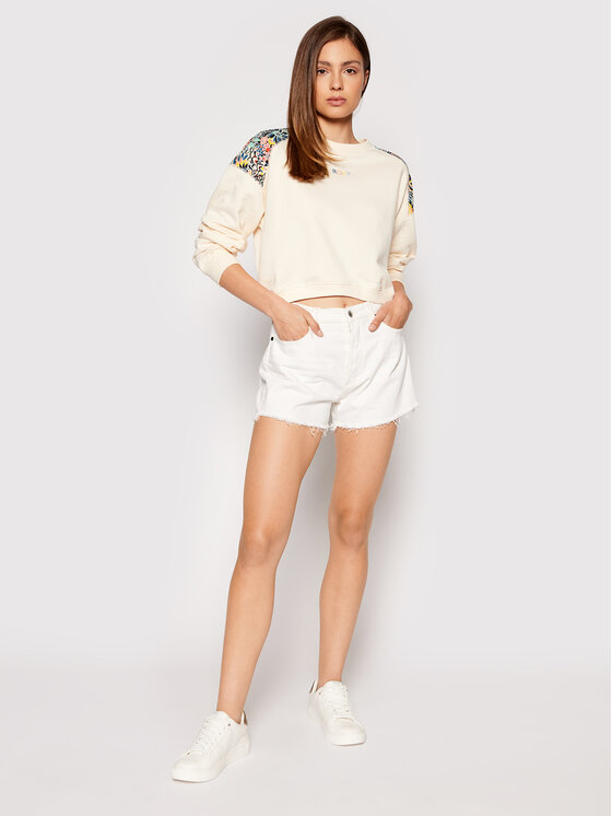 Roxy Roxy Majica dugih rukava Marine Bloom ERJFT04411 Écru Relaxed Fit