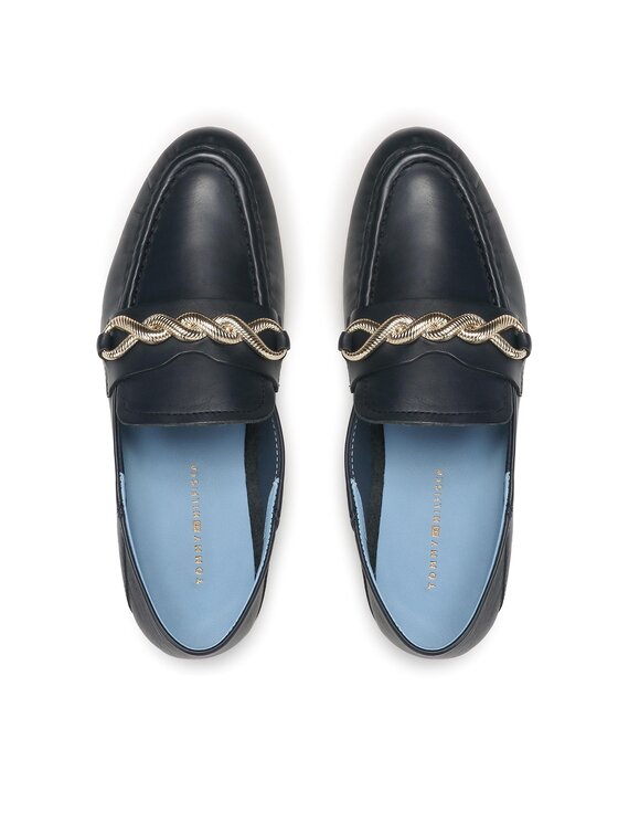 Tommy Hilfiger Tommy Hilfiger Lordsy Th Chain Feminne Loafer FW0FW07077 Granatowy