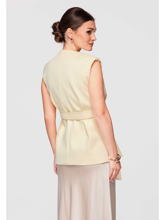 Ombre Ombre Kamizelka OW-VE-E0001 Żółty Slim Fit