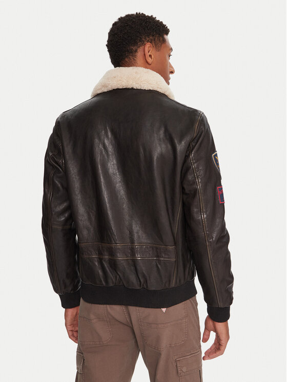 Milestone Milestone Ādas jaka MSMatti 531070 60400 Melns Regular Fit