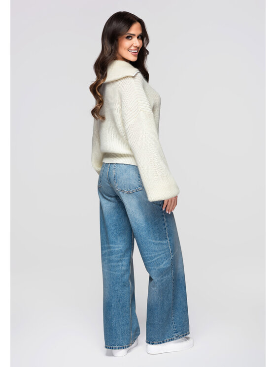 Ombre Ombre Sweter LW-SWSW-0118 Écru Regular Fit