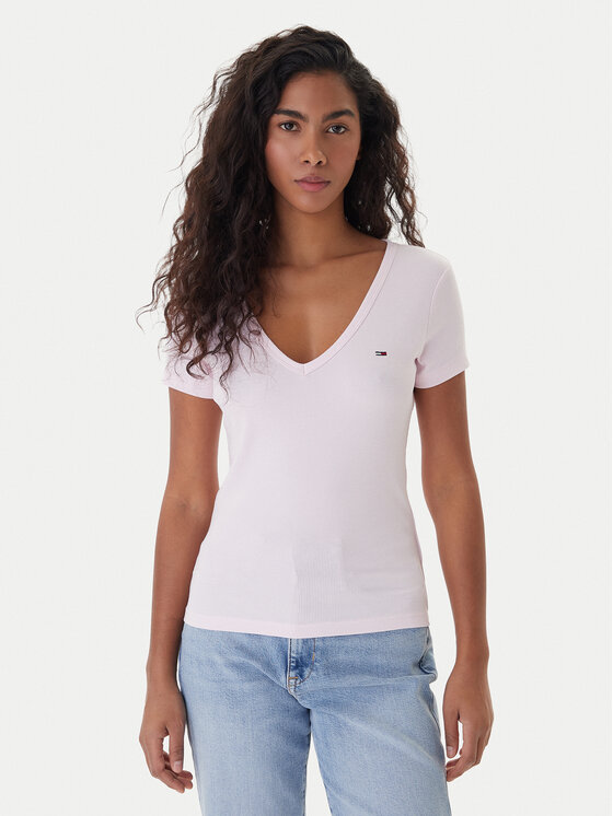 Tommy Jeans Tommy Jeans Marškinėliai Essential DW0DW17385 Rožinė Slim Fit