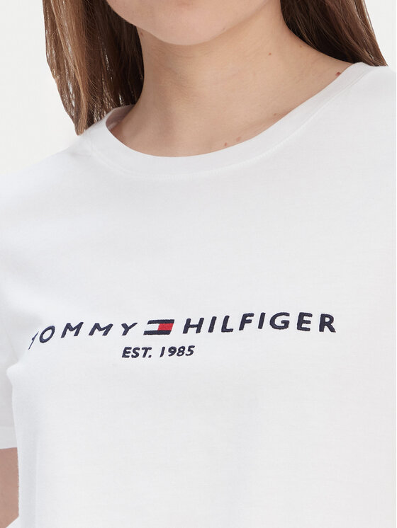 Tommy Hilfiger Tommy Hilfiger Tricou Heritage C-Nk WW0WW31999 Alb Regular Fit