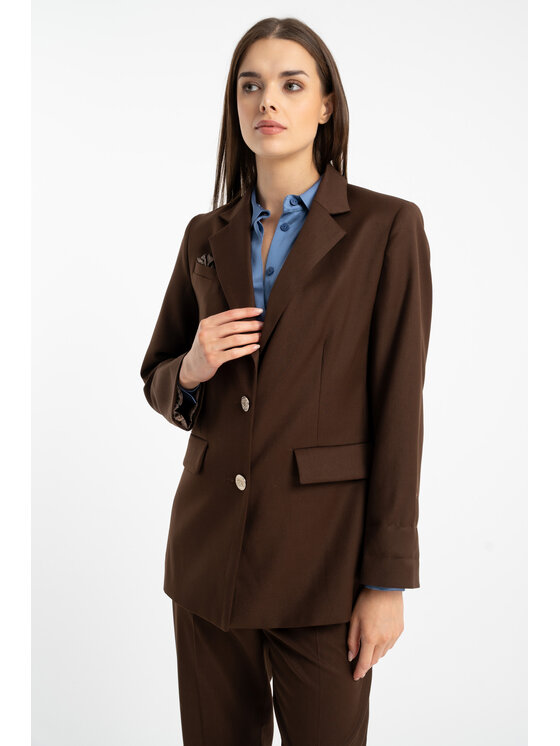 CLICK CLICK Marynarka 71-0036 Brązowy Feminine Fit