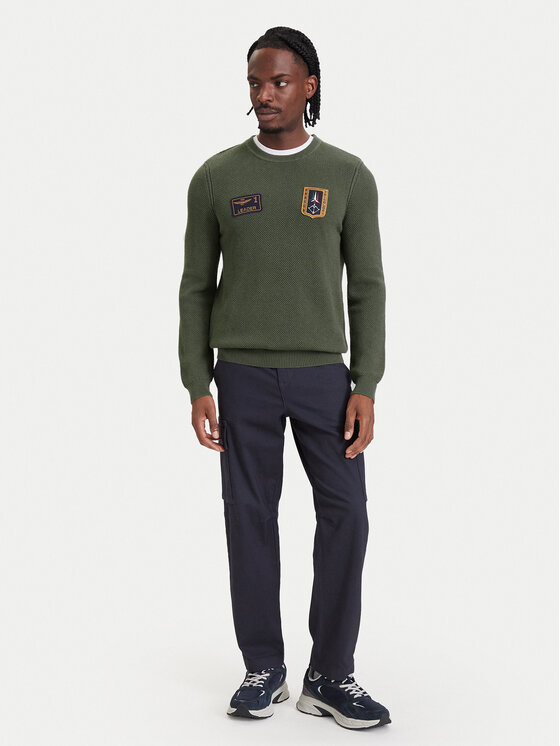Aeronautica Militare Aeronautica Militare Sweter 262MA1659UL00903 Khaki Regular Fit