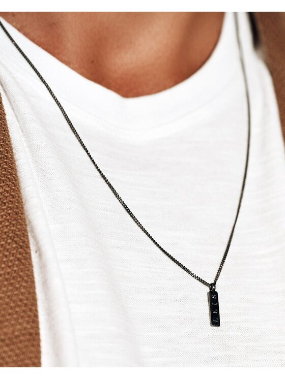 Leis Leis Náhrdelník Minimal Black Neck Strieborné rhodiovanie