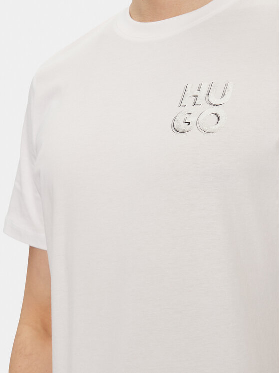 HUGO Hugo Marškinėliai Detzington241 50508944 Balta Regular Fit