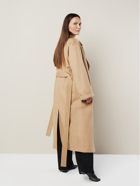BEIGE BEIGE Płaszcz wełniany TOKYO Beżowy Oversize